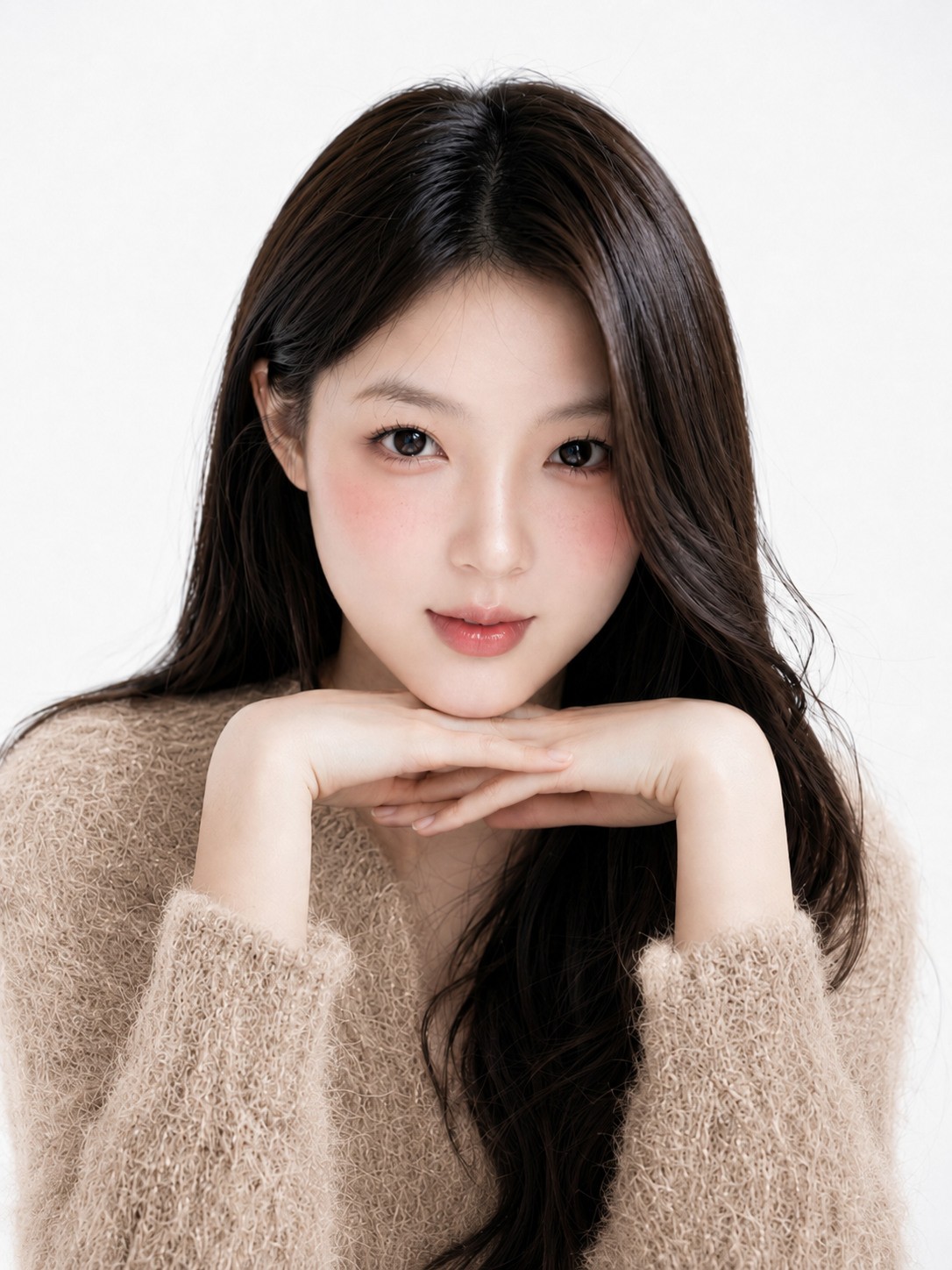 Qiu Shiyu camel sweater portrait